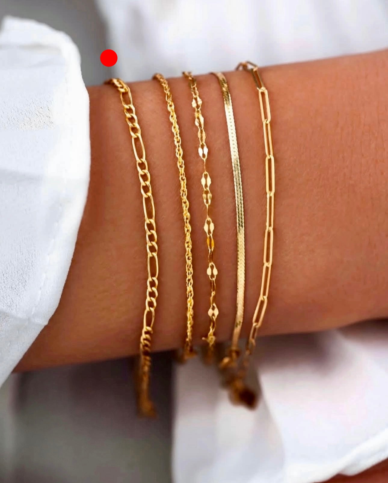 Armband Gelbgold 18k – Zanjir-e Figaro-ye Chahâr Halgheh (Figaro-Kette 4-gliedrig)
