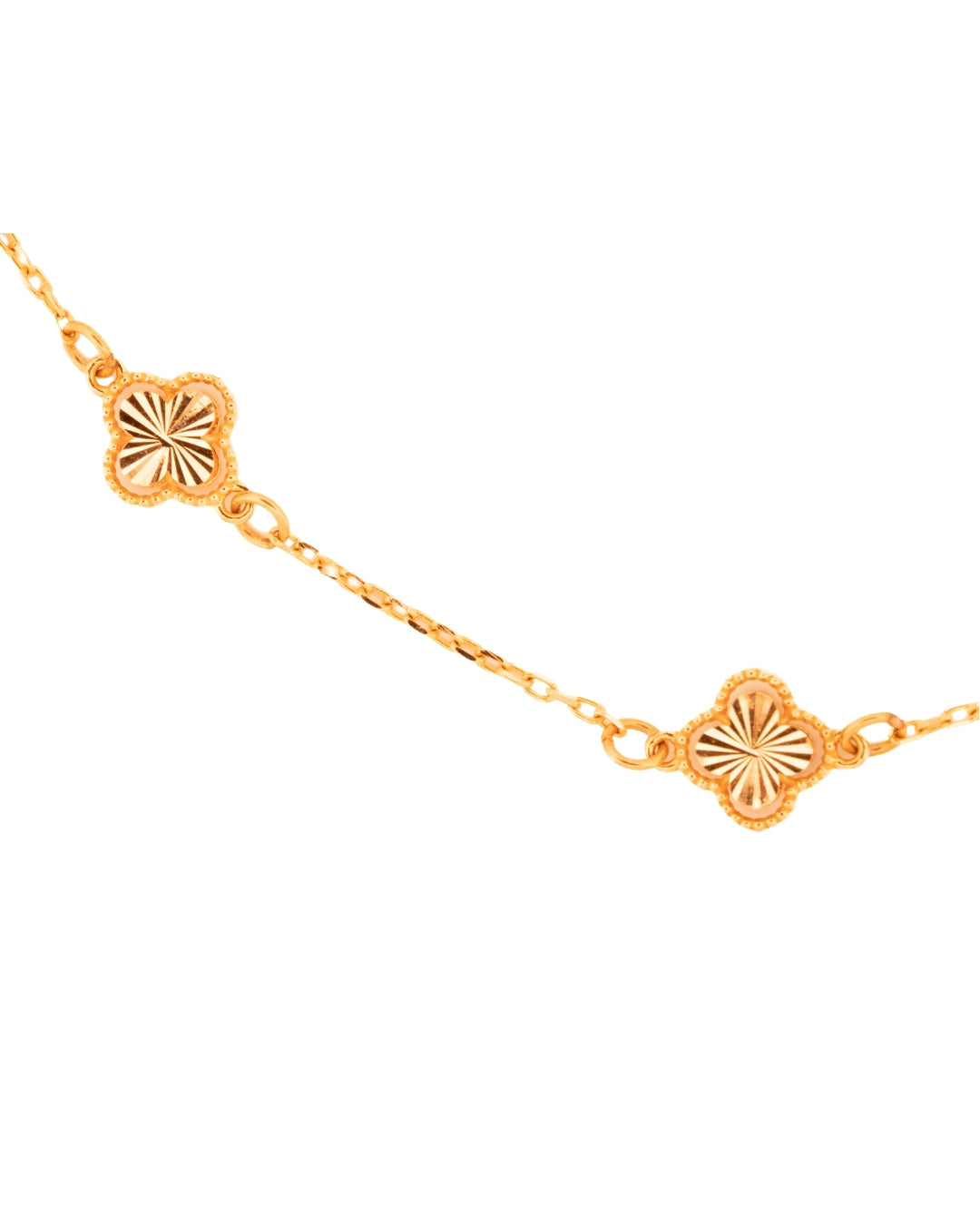 Filigrane 18k Goldkette mit aneinandergereihten Kleeblatt-Elementen – Shans-e Zarif