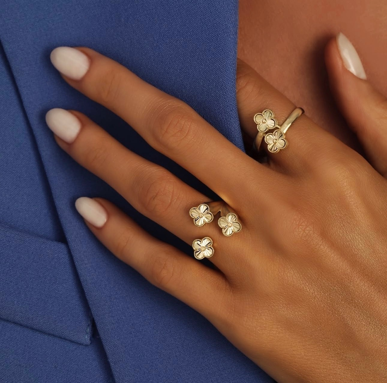 Ring Gelbgold 18k - Do Gol-e Kuchak (Zwei kleine Blüten)