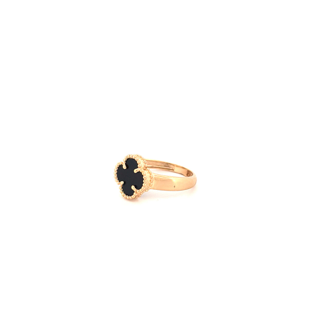 Ring Gelbgold 18k – Shabdar-e Kuchak-e Siah (Kleines schwarzes Kleeblatt)