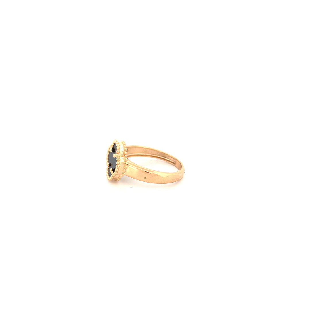 Ring Gelbgold 18k – Shabdar-e Kuchak-e Siah (Kleines schwarzes Kleeblatt)
