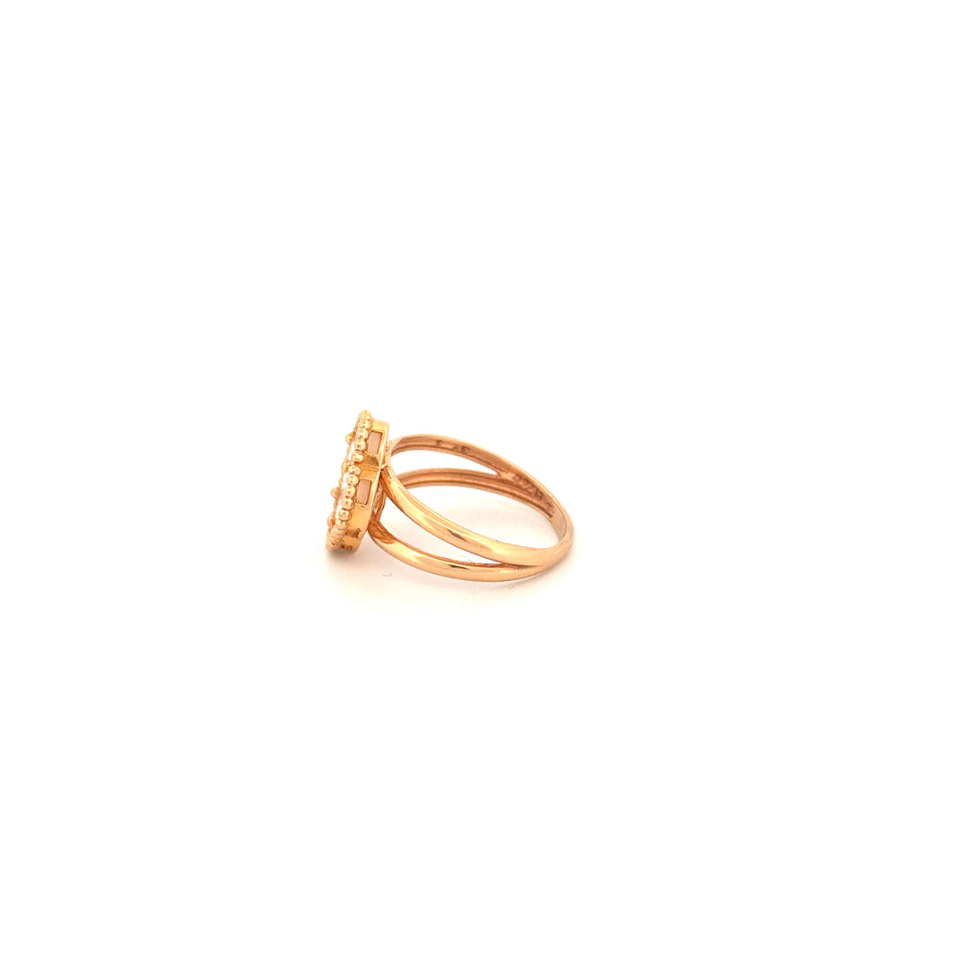 Ring Gelbgold 18k – Shabdar-e Bozorg-e Sefid (Weisses grosses Kleeblatt)
