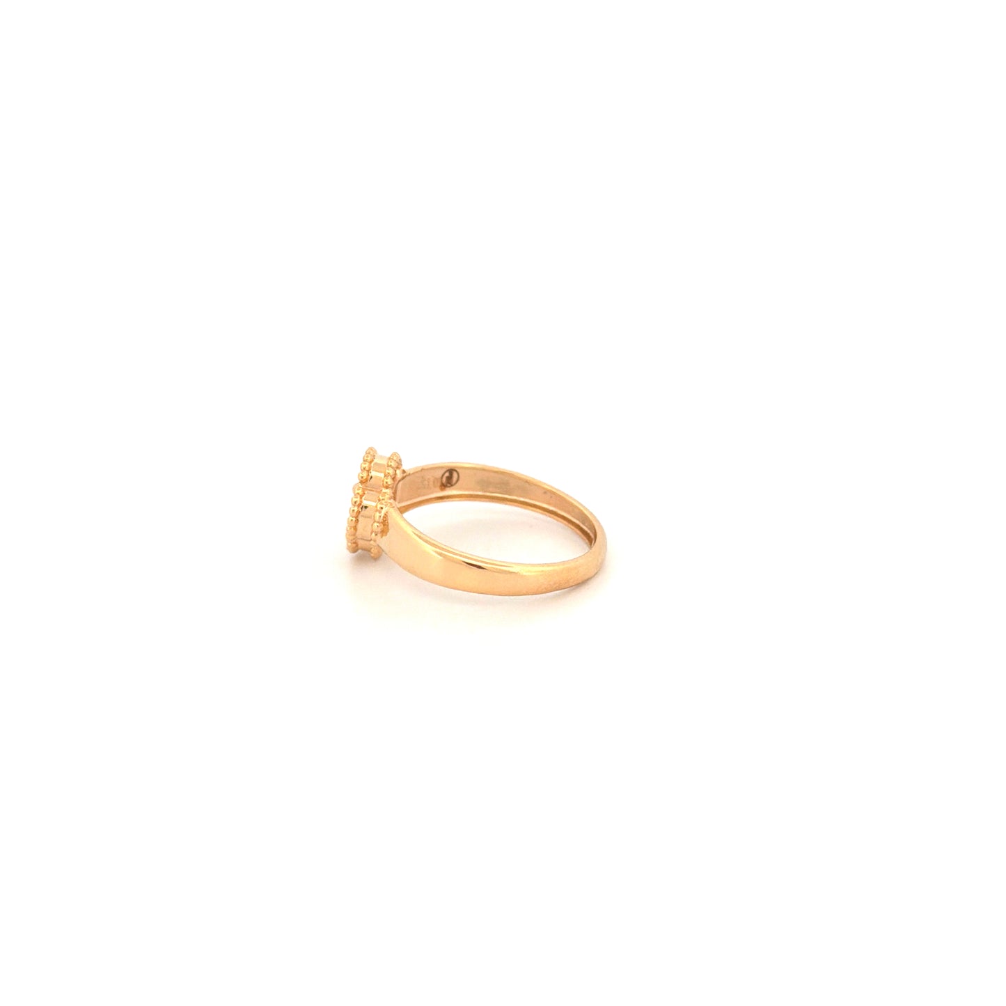 Ring Gelbgold 18k – Shabdar-e Kuchak-e Sefid (Kleines weisses Kleeblatt)