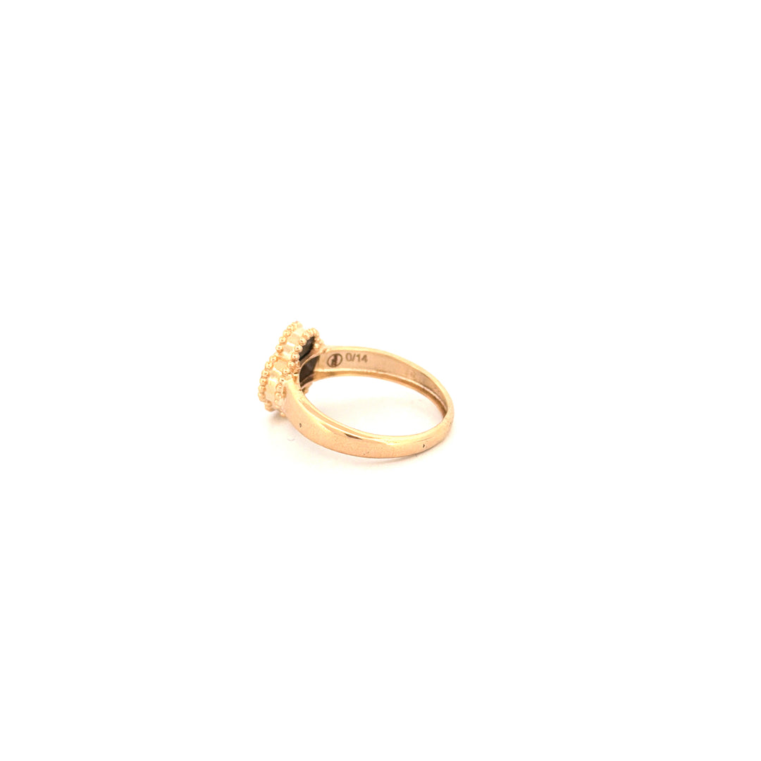 Ring Gelbgold 18k – Shabdar-e Kuchak-e Siah (Kleines schwarzes Kleeblatt)