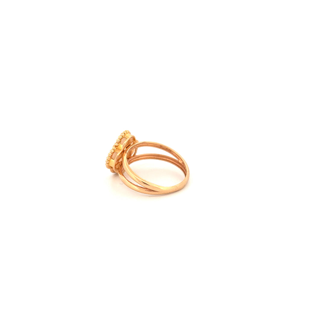 Ring Gelbgold 18k – Shabdar-e Bozorg-e Sefid (Weisses grosses Kleeblatt)