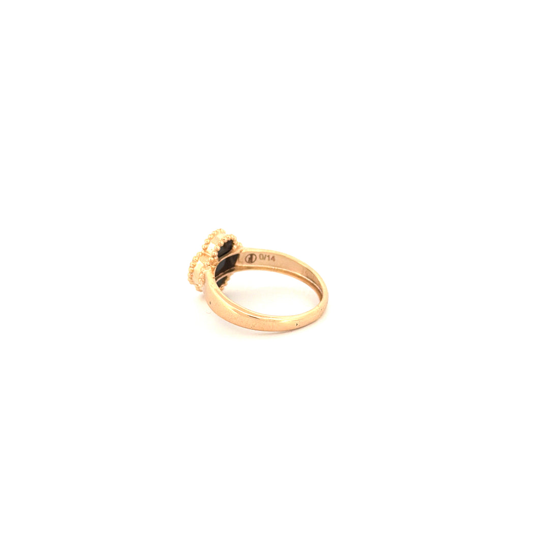 Ring Gelbgold 18k – Shabdar-e Kuchak-e Siah (Kleines schwarzes Kleeblatt)