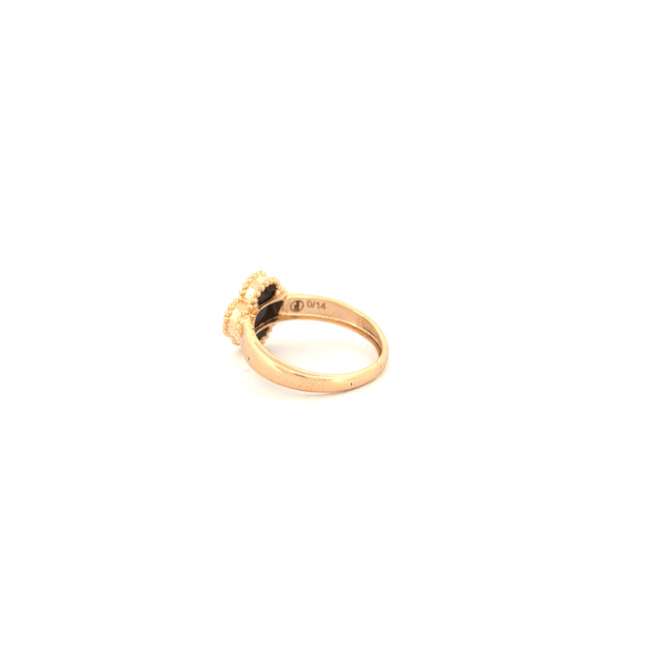 Ring Gelbgold 18k – Shabdar-e Kuchak-e Siah (Kleines schwarzes Kleeblatt)