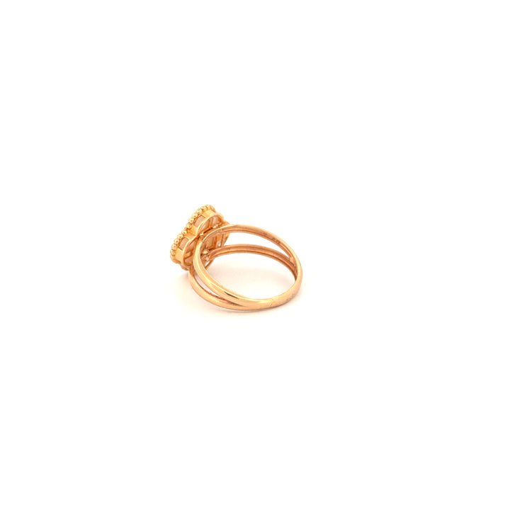 Ring Gelbgold 18k – Shabdar-e Bozorg-e Sefid (Weisses grosses Kleeblatt)
