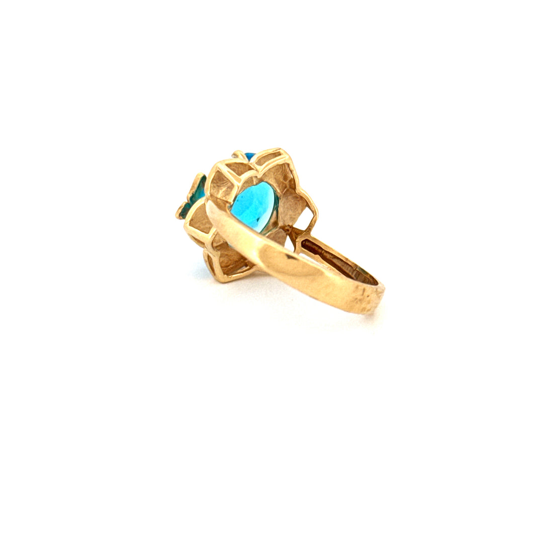 Ring Gelbgold 18k - Parvaneh-ye Firuzeh (Türkiser Schmetterling)