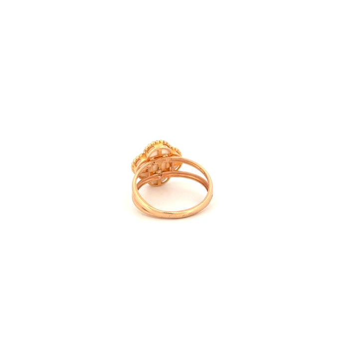 Ring Gelbgold 18k – Shabdar-e Bozorg-e Sefid (Weisses grosses Kleeblatt)