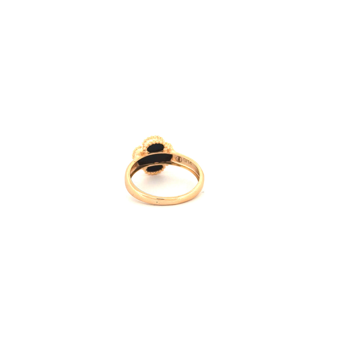 Ring Gelbgold 18k – Shabdar-e Kuchak-e Siah (Kleines schwarzes Kleeblatt)