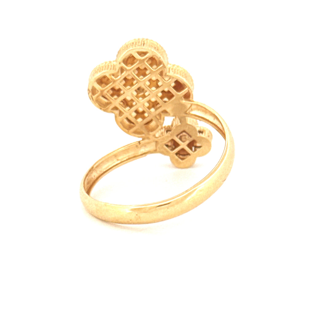 Ring Gelbgold 18k - Do-Gol-e Tala (Zwei Goldblüten)