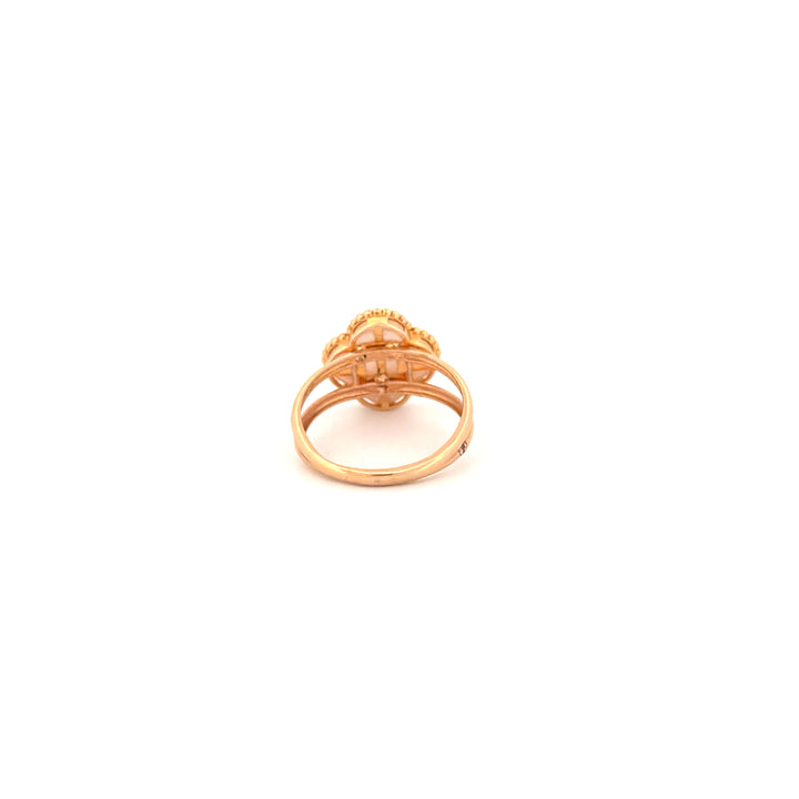 Ring Gelbgold 18k – Shabdar-e Bozorg-e Sefid (Weisses grosses Kleeblatt)