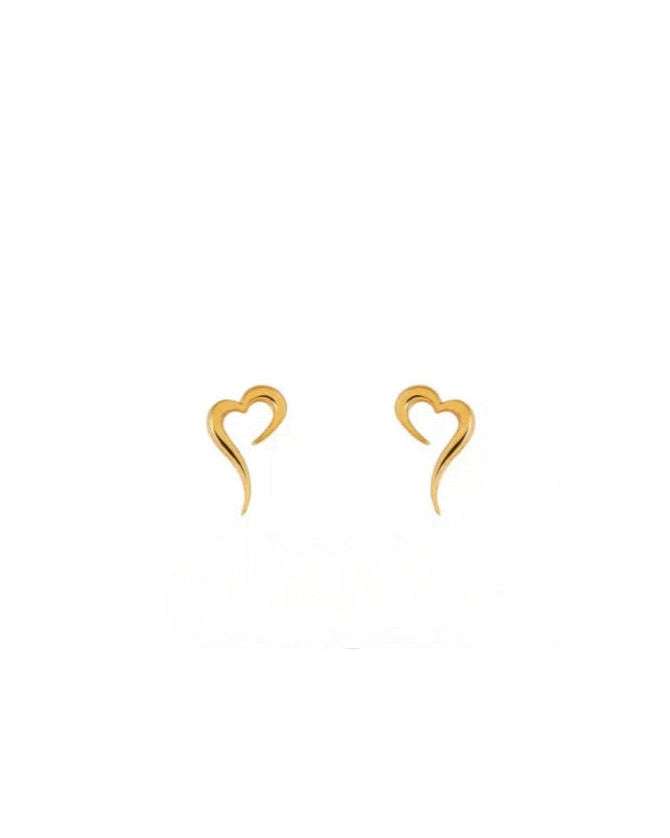 Ohrstecker Gelbgold 18k – Del‑e Keshideh (Gezogenes Herz)