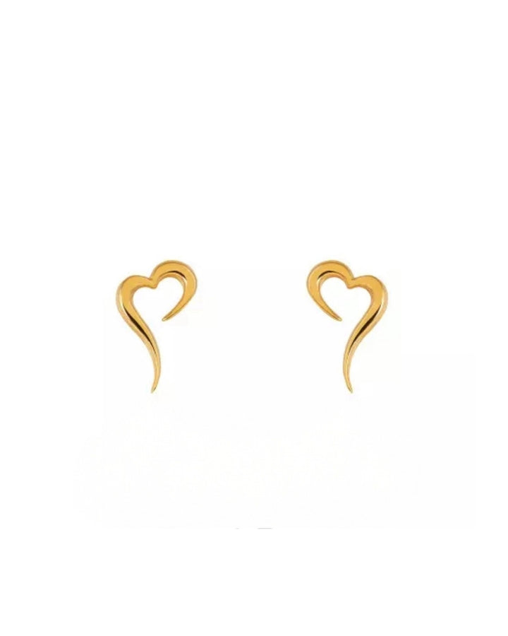 Ohrstecker Gelbgold 18k – Del‑e Keshideh (Gezogenes Herz)