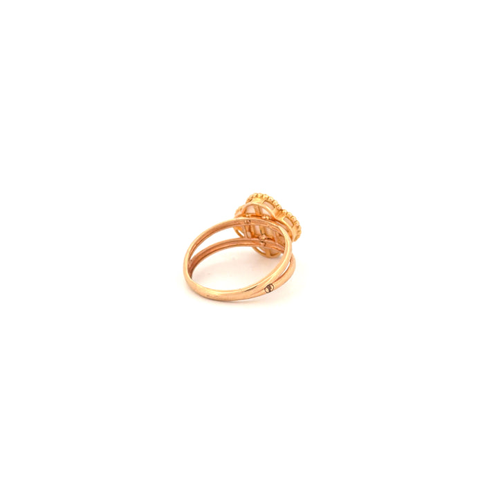 Ring Gelbgold 18k – Shabdar-e Bozorg-e Sefid (Weisses grosses Kleeblatt)