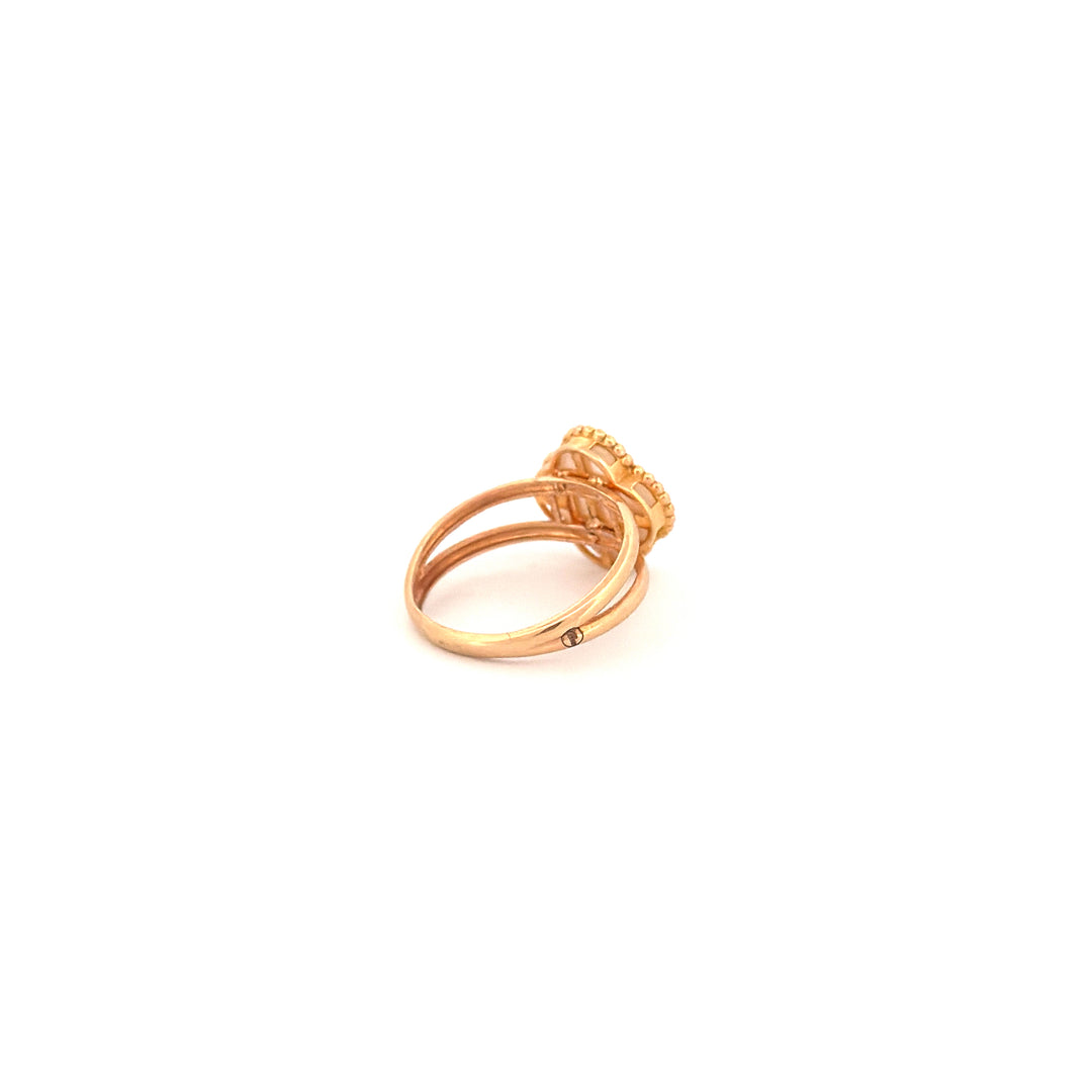 Ring Gelbgold 18k – Shabdar-e Bozorg-e Sefid (Weisses grosses Kleeblatt)