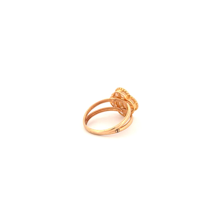Ring Gelbgold 18k – Shabdar-e Bozorg-e Sefid (Weisses grosses Kleeblatt)