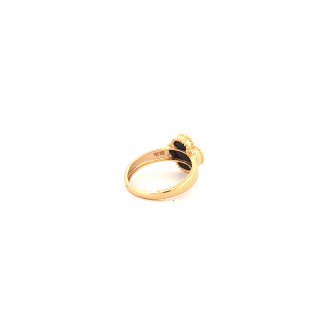 Ring Gelbgold 18k – Shabdar-e Kuchak-e Siah (Kleines schwarzes Kleeblatt)