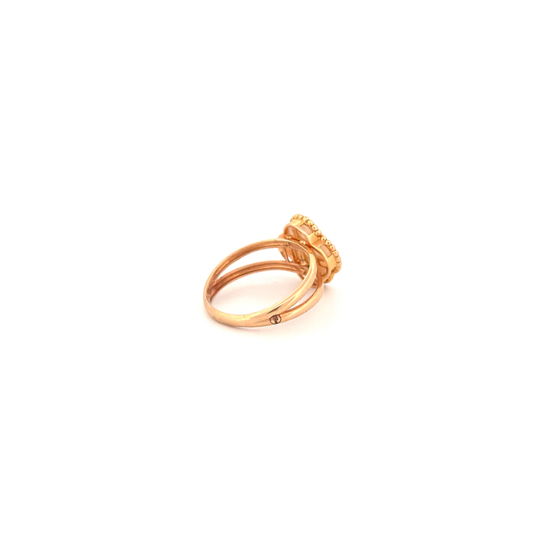 Ring Gelbgold 18k – Shabdar-e Bozorg-e Sefid (Weisses grosses Kleeblatt)