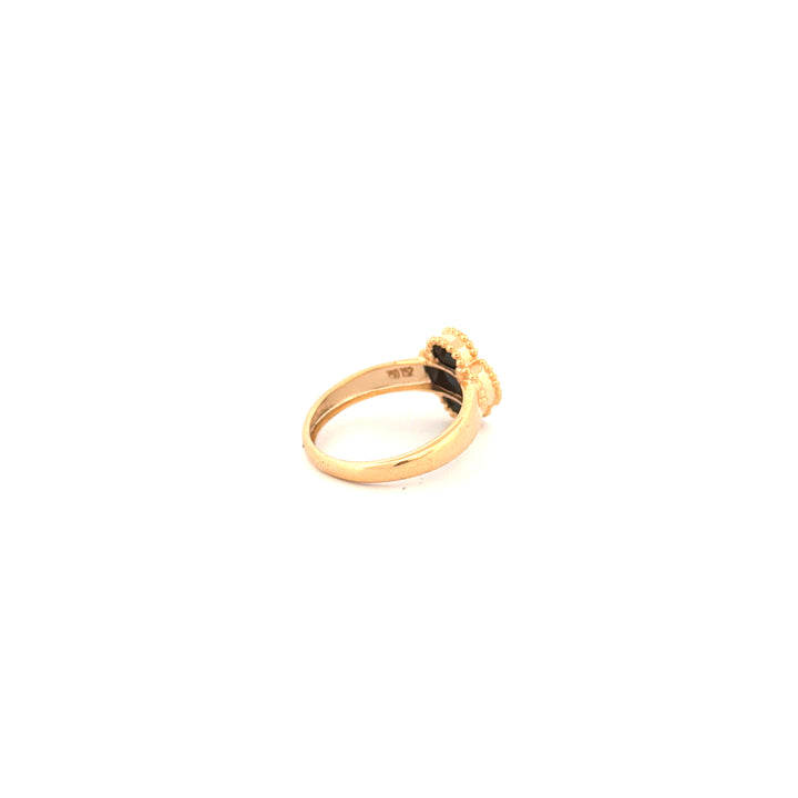 Ring Gelbgold 18k – Shabdar-e Kuchak-e Siah (Kleines schwarzes Kleeblatt)