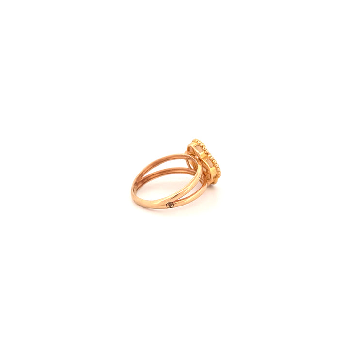 Ring Gelbgold 18k – Shabdar-e Bozorg-e Sefid (Weisses grosses Kleeblatt)