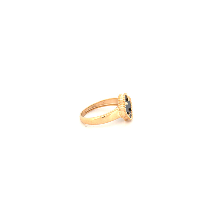 Ring Gelbgold 18k – Shabdar-e Kuchak-e Siah (Kleines schwarzes Kleeblatt)