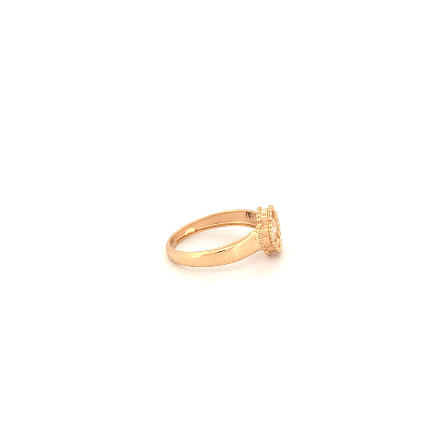 Ring Gelbgold 18k – Shabdar-e Kuchak-e Sefid (Kleines weisses Kleeblatt)