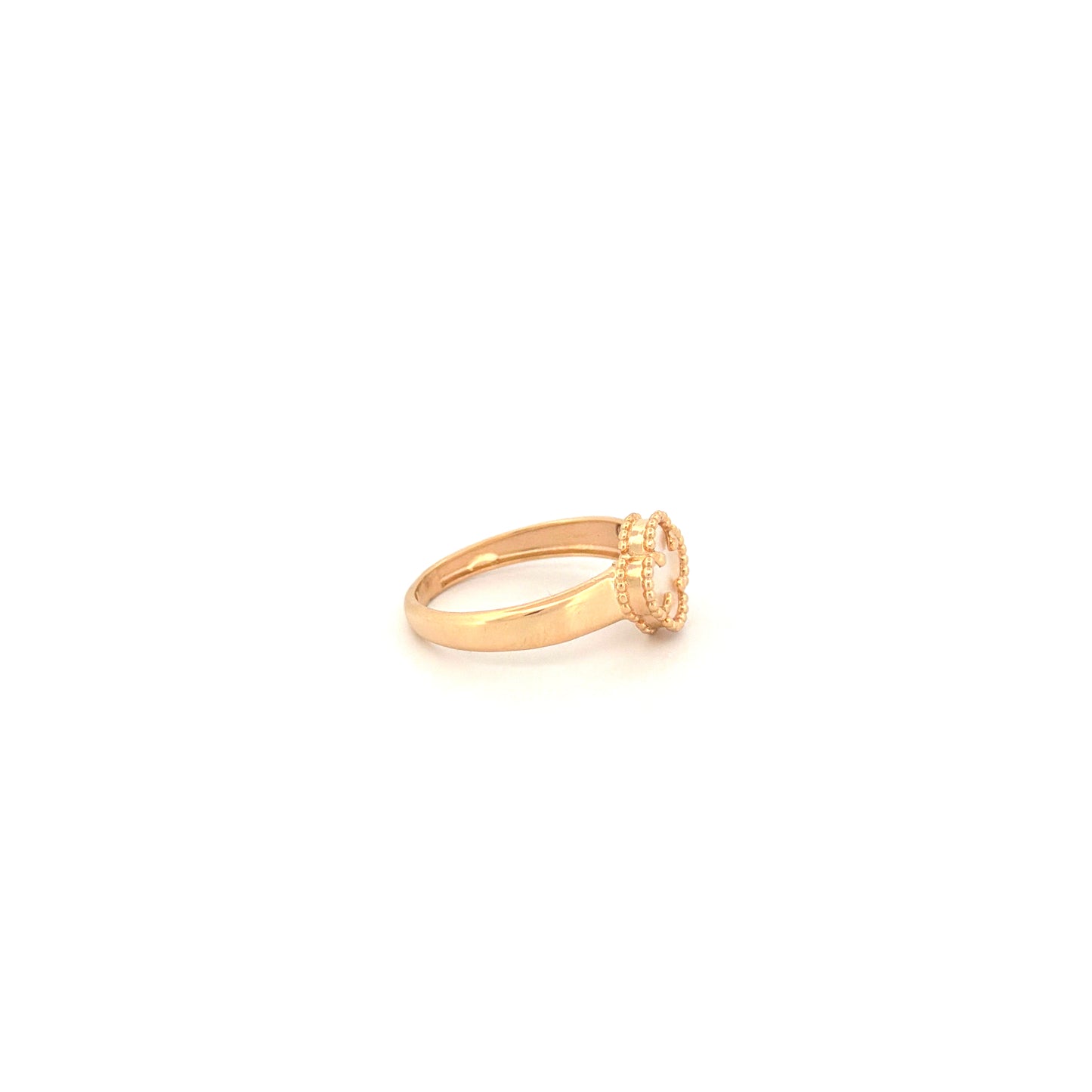 Ring Gelbgold 18k – Shabdar-e Kuchak-e Sefid (Kleines weisses Kleeblatt)
