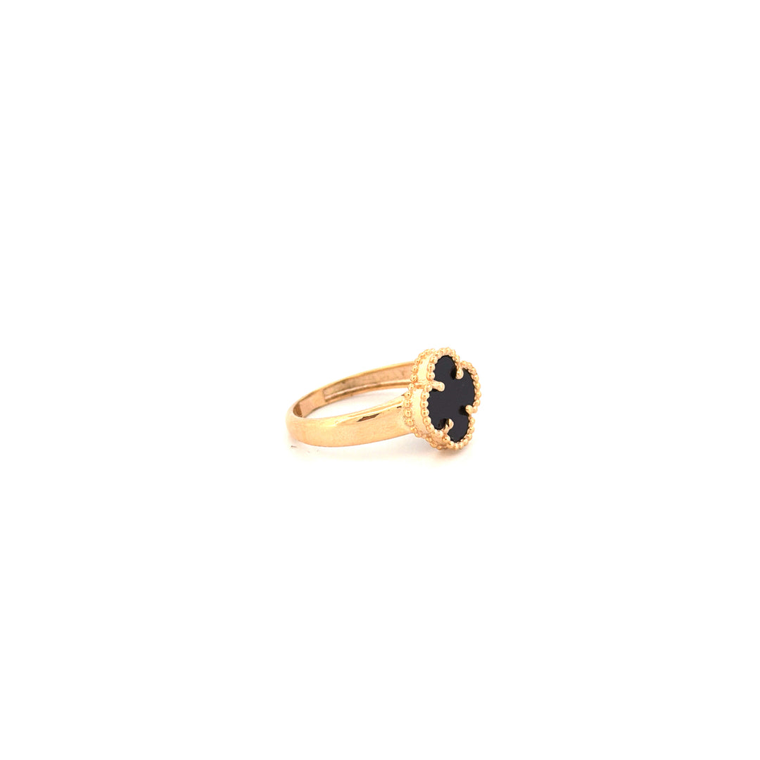 Ring Gelbgold 18k – Shabdar-e Kuchak-e Siah (Kleines schwarzes Kleeblatt)