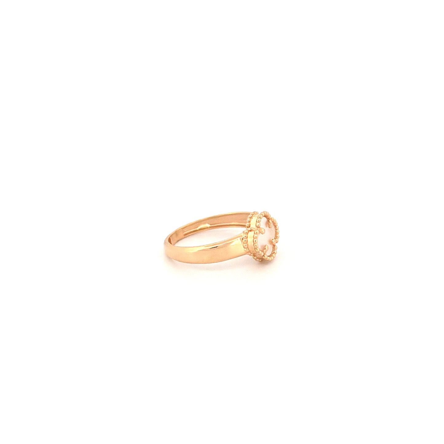 Ring Gelbgold 18k – Shabdar-e Kuchak-e Sefid (Kleines weisses Kleeblatt)