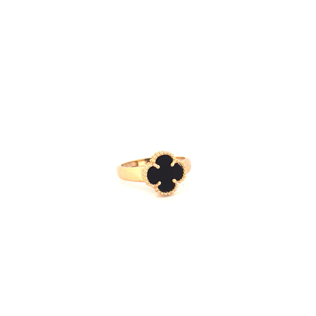 Ring Gelbgold 18k – Shabdar-e Kuchak-e Siah (Kleines schwarzes Kleeblatt)