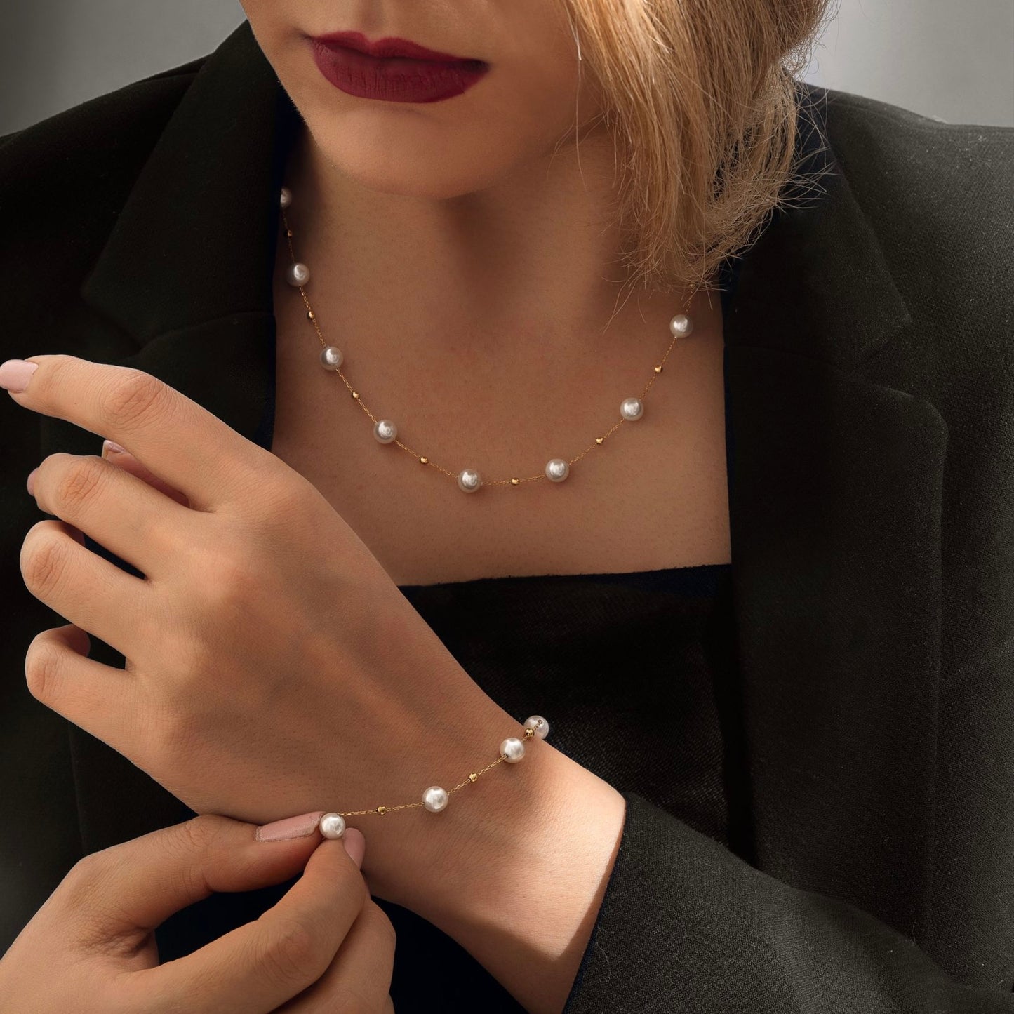 Halskette Gelbgold 18k - Morvarid-e Noor (Lichterperlen)