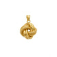 Detailaufnahme eines Anhängers aus 18k Gelbgold mit Knotenmotiv