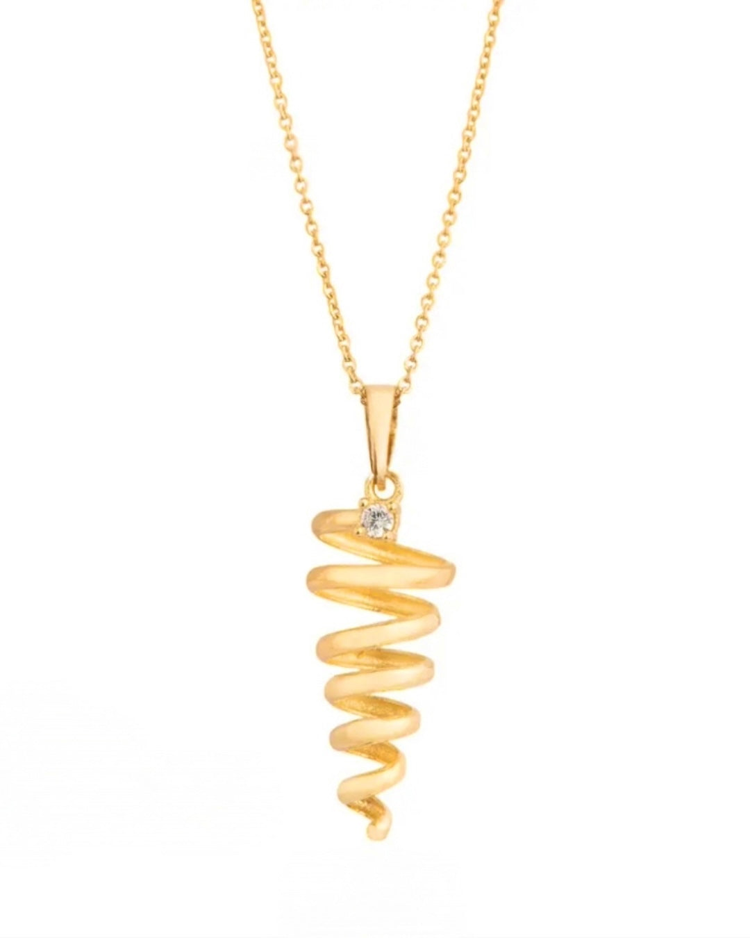 18k Gelbgold Anhänger Marpich in Spiralform mit weissem Zirkonia