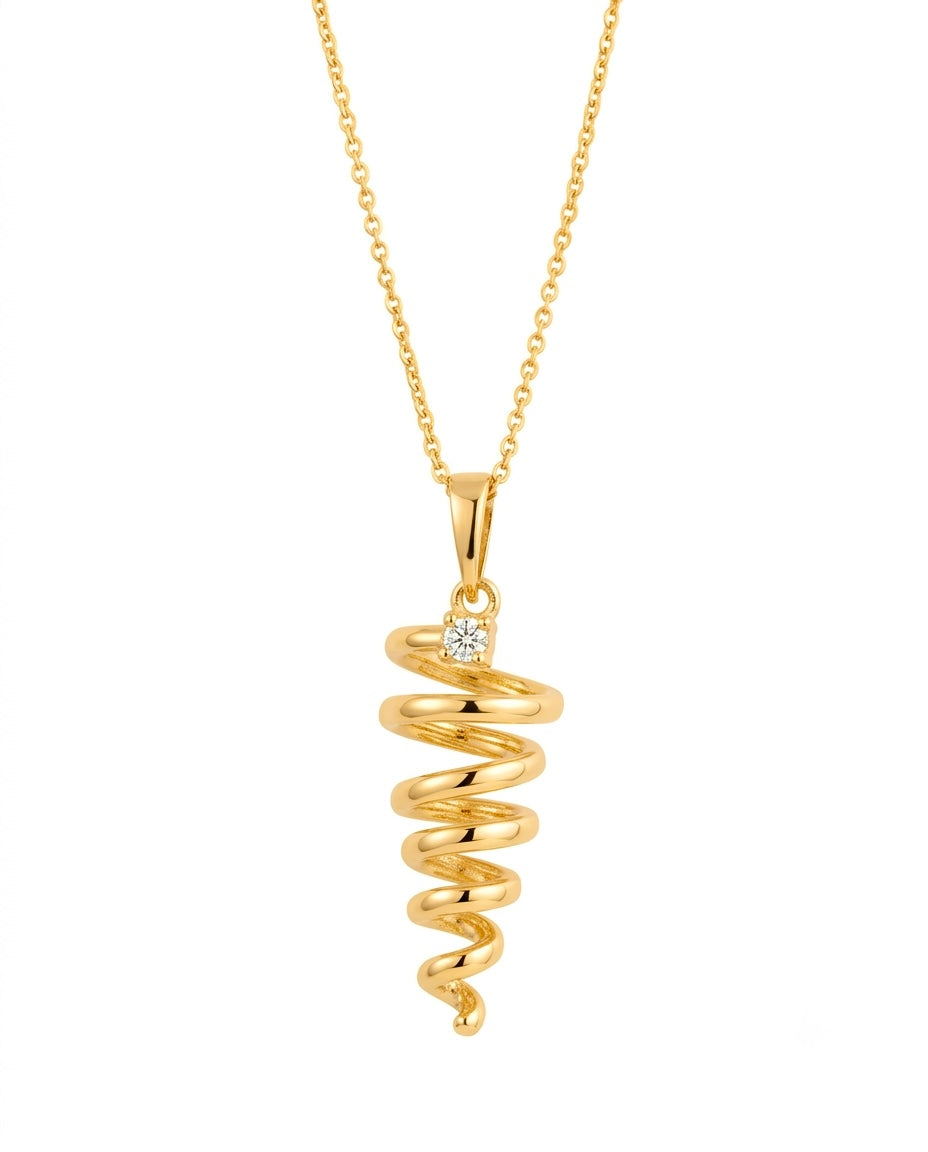 18k Gelbgold Anhänger Marpich in Spiralform mit weissem Zirkonia