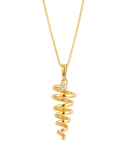 18k Gelbgold Anhänger Marpich in Spiralform mit weissem Zirkonia