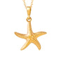 Goldener Seesternanhänger – an feiner Halskette - Nahaufnahme