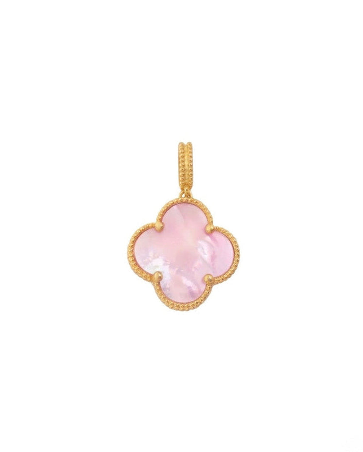 18k Goldanhänger mit rosa Natur-Perlmutt im Kleeblatt-Design (1.6 × 1.6 cm)