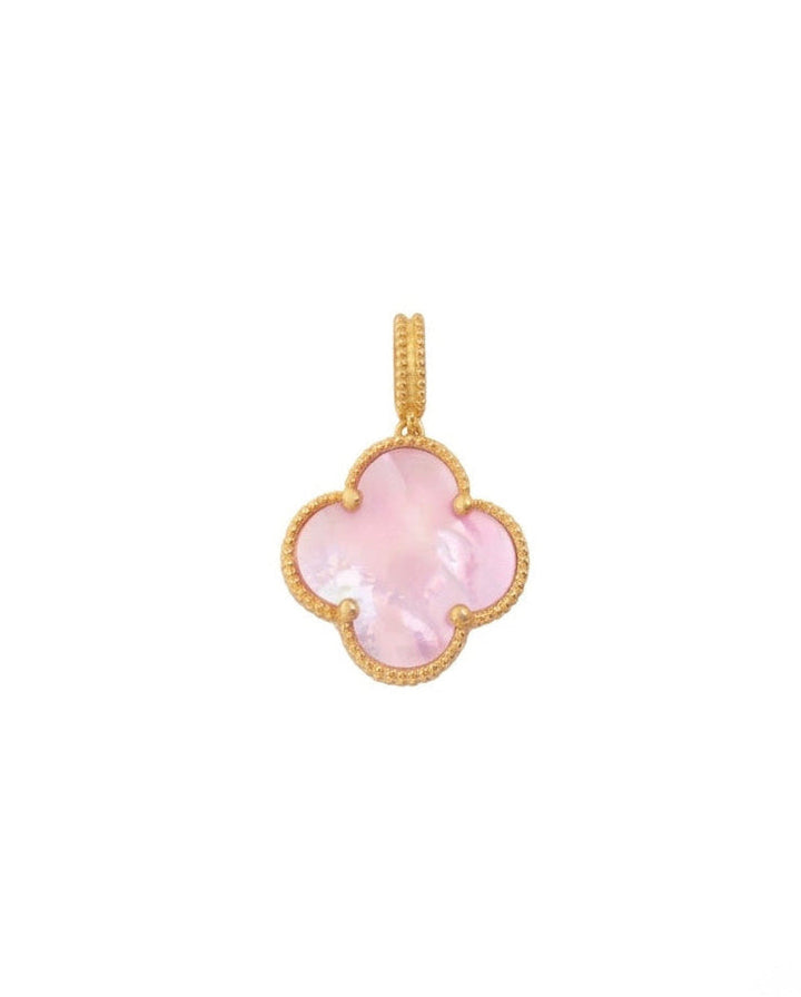 18k Goldanhänger mit rosa Natur-Perlmutt im Kleeblatt-Design (1.6 × 1.6 cm)