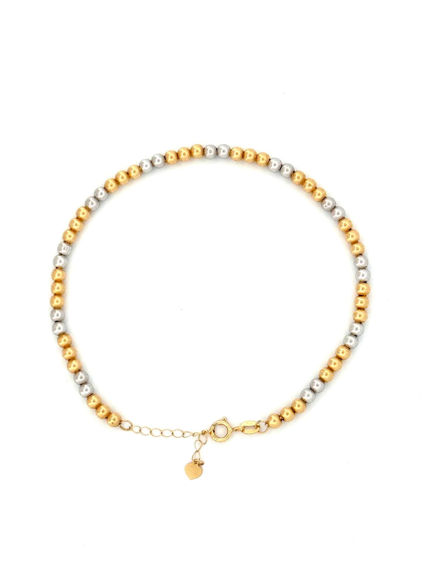 Filigranes Kugelarmband aus 18k Gelb- und Weissgold mit verstellbarer Länge, handgefertigt in persischer Tradition