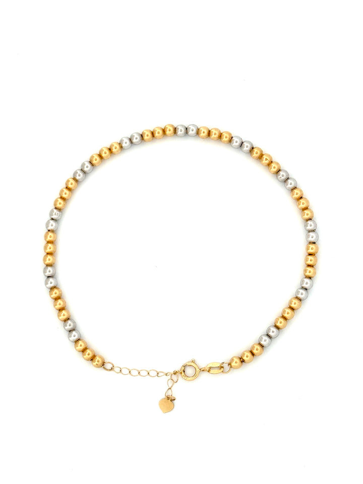 Filigranes Kugelarmband aus 18k Gelb- und Weissgold mit verstellbarer Länge, handgefertigt in persischer Tradition