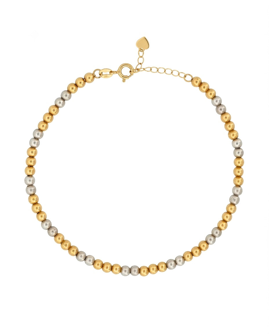 Filigranes Kugelarmband aus 18k Gelb- und Weissgold mit verstellbarer Länge, handgefertigt in persischer Tradition