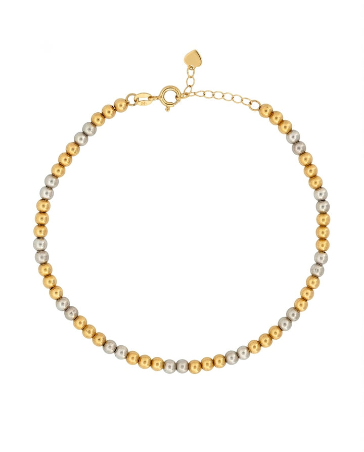 Filigranes Kugelarmband aus 18k Gelb- und Weissgold mit verstellbarer Länge, handgefertigt in persischer Tradition