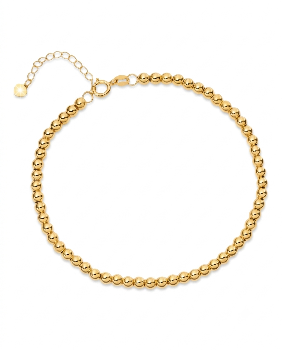 18k Gold Kugelarmband mit 2 mm Goldkugeln – 18.2–19.8 cm verstellbar