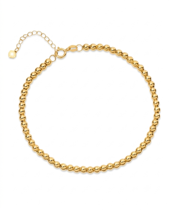 18k Gold Kugelarmband mit 2 mm Goldkugeln – 18.2–19.8 cm verstellbar