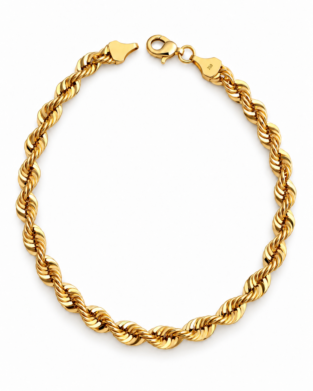 Tanab-e Halgheyi Bozorg Ringzopf-Armband aus 18k Gelbgold mit Karabinerverschluss auf weissem Hintergrund