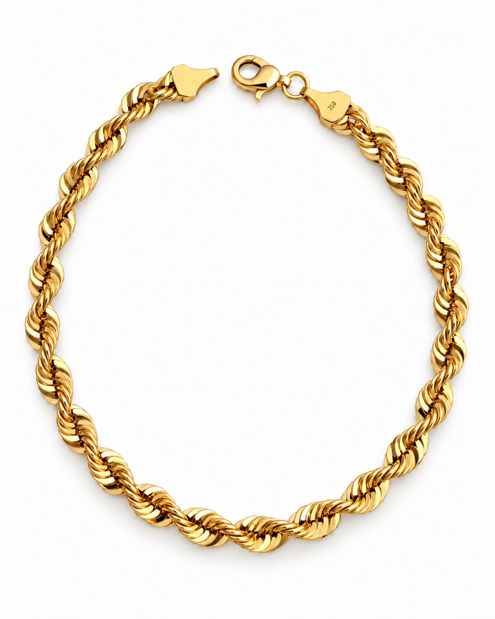 Tanab-e Halgheyi Bozorg Ringzopf-Armband aus 18k Gelbgold mit Karabinerverschluss auf weissem Hintergrund
