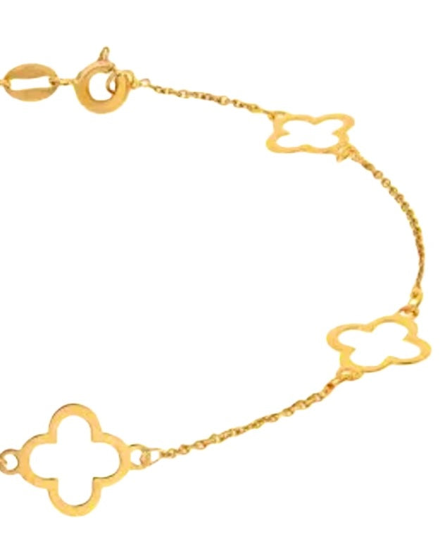 Zartes Glücksarmband mit Blattdesign – Nahaufnahme