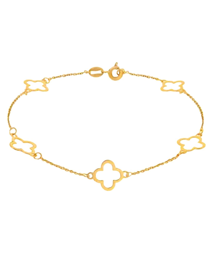 Armband aus 18k Gelbgold mit vierblättrigen Ornamenten – freigestellt - Produktbild